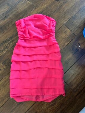 Strapless Layered Pink Women's Dress